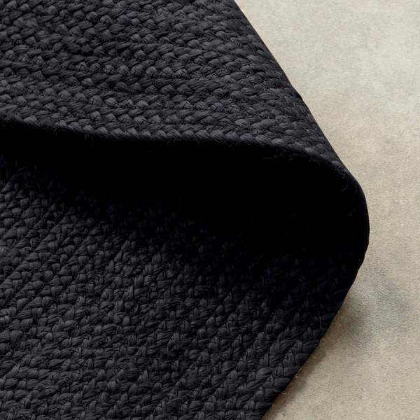 Braided Jute Rug Round Rangpur Black