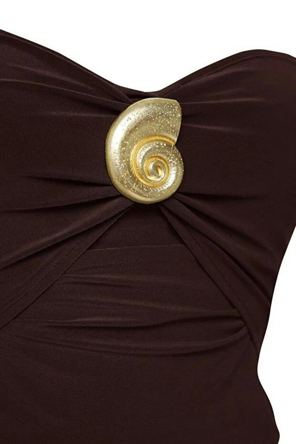 WOVCOR Strapless Knitted Elegant Blouse with Accessory Details
