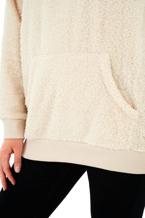 Smart Living Womens Teddy Fleece Longline Lounge Hoodie - Natural