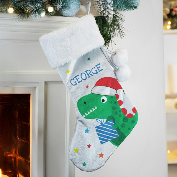 Personalised Memento Company Personalised Dinosaur Christmas Stocking