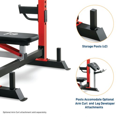 Marcy MWB7096 Olympic Weight Bench Adjustable Hooks & Safety Catchers
