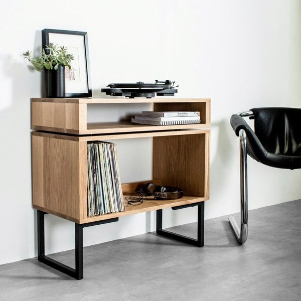 The Urban Editions Stack Record Player Stand on Minimalist Square Legs