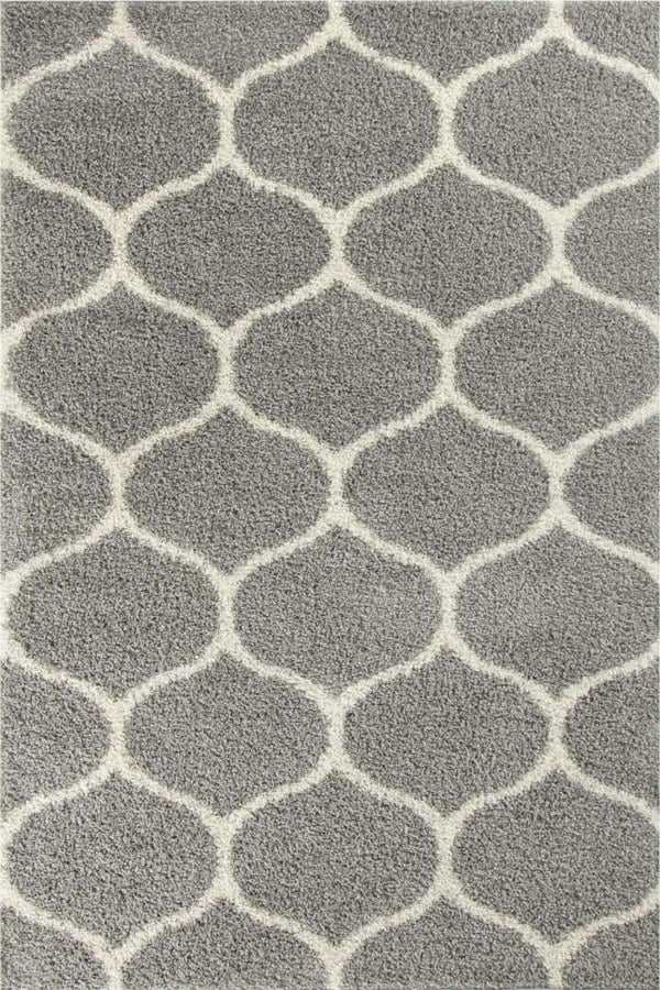 Trellis Design Thick Shaggy Area Rugs Grey