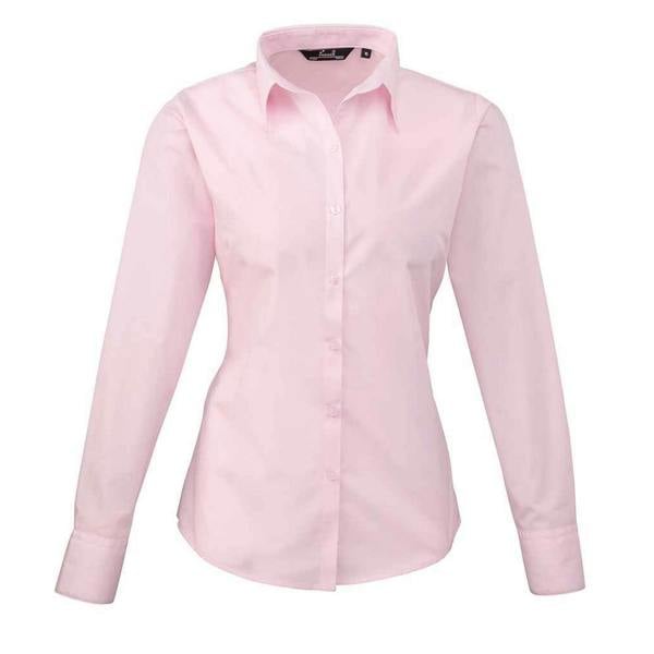 Premier Womens/Ladies Long-Sleeved Shirt - Pink