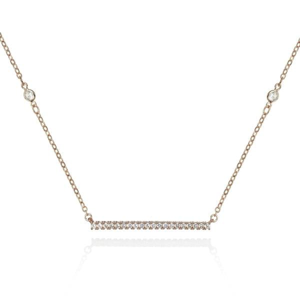 Rose Gold Bar Pendant Necklace with Cubic Zirconia - namana.london