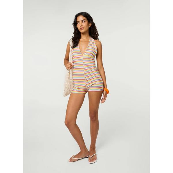 Pink Vanilla Multi Stripe Halter Playsuit