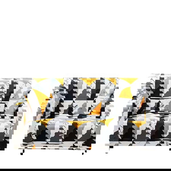 Anyhouz Anyseat Sofa Cover Yellow White Geometric Style 3 Seater