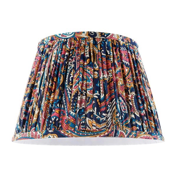 Colourful Pleated Cotton Fabric Lamp Shade with Ornate Floral Design Image 1