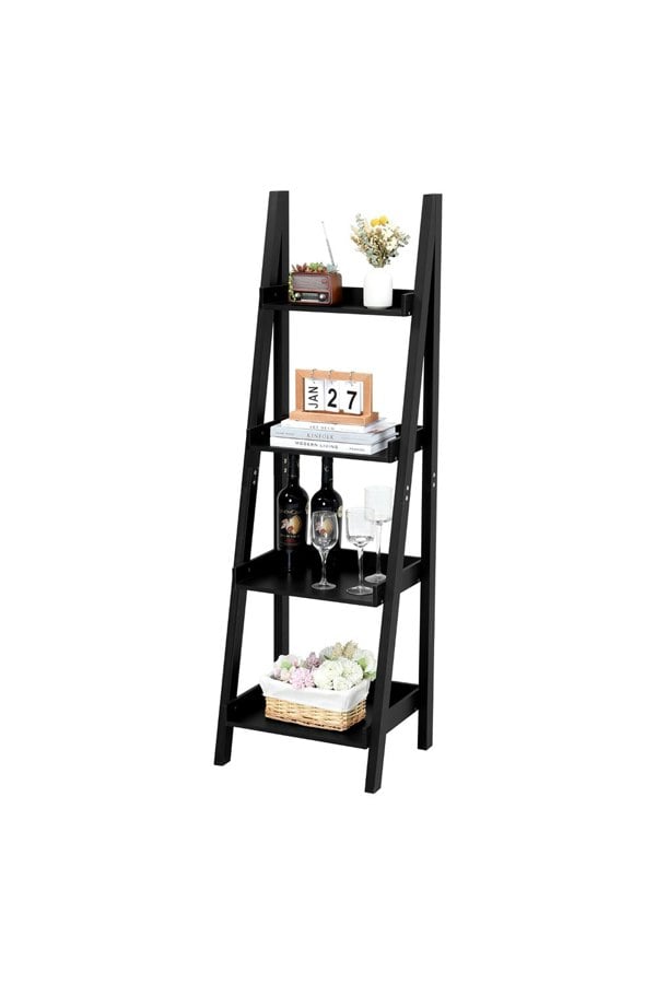 Living and Home 4 Tier Wooden Ladder Corner Bookcase