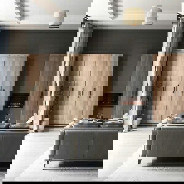 Designer Bamboo Wood Effect Round Lamp Shade with Inner Black Lining Image 7