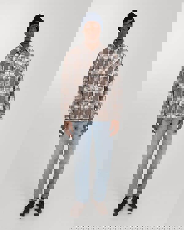 Larsson & Co Light Brown & Cream Check Overshirt