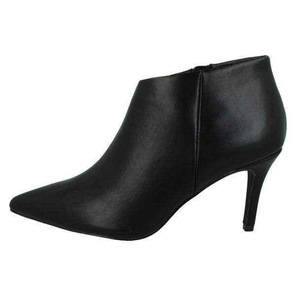 Spot On Ladies Spot On High Heel Low Cut Ankle Boot with Metal Heel Trim F51229