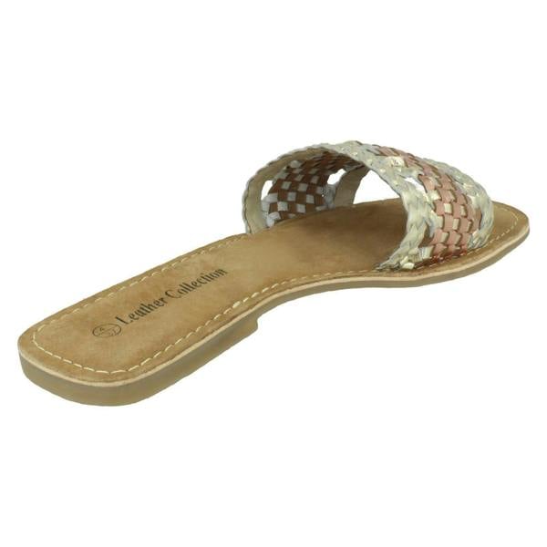 Leather Collection Ladies Leather Collection Flat Weave Mules F00272