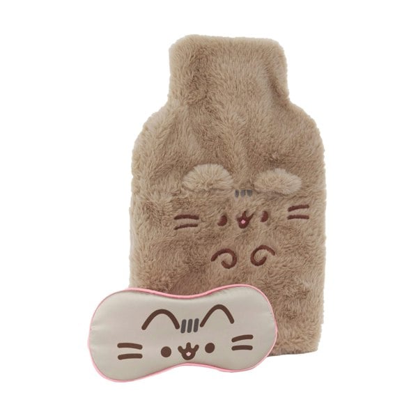 Pusheen Womens/Ladies Hot Water Bottle And Eye Mask Set (Pack Of 2) - Brown/Grey/Pink