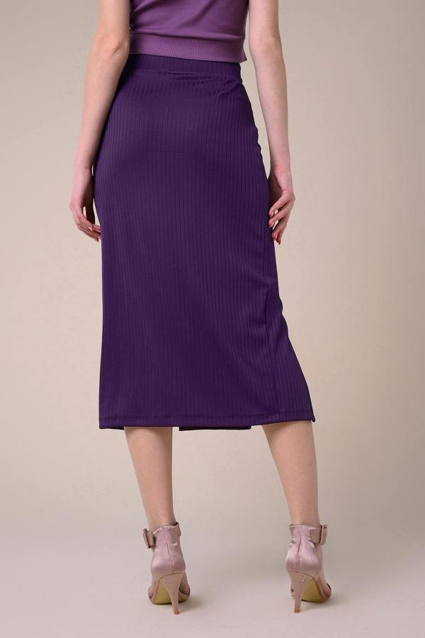 ENORSIA Crown Split Front Jersey Skirt