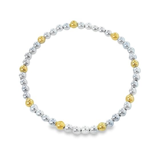 Reeves & Reeves Two Tone Beaded Sterling Silver Bracelet