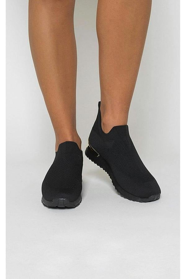 Lauren Lightweight Knitted Slip On Trainers - All Black