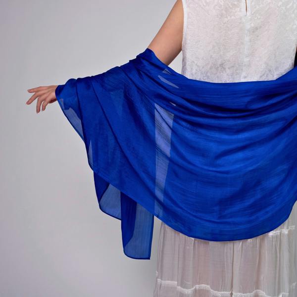 Royal Blue Silk Scarf – Hand-Dyed Mulberry Silk, Eid & Evening Wrap
