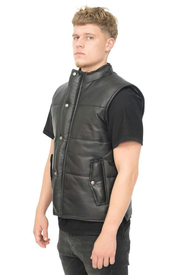 Infinity Leather Mens Classic Leather Puffer Waistcoat-Nottingham