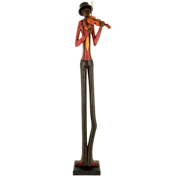 Hill Interiors Standing Jazz Band Violinist - Brown/Red