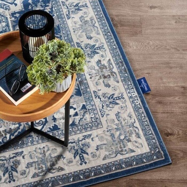 The Rugs Short-Pile Classic Medallion Blue Rug - Luxurious