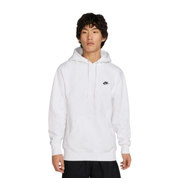 Nike Mens Club Fleece Pullover Hoodie - White/Black - 