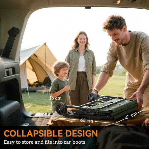Bobobiy 62L Festival Trolley on Wheels, 120kg Heavy Duty Collapsible Folding Wagon with Adjustable Handle and Carrying Bag for Beach, Green