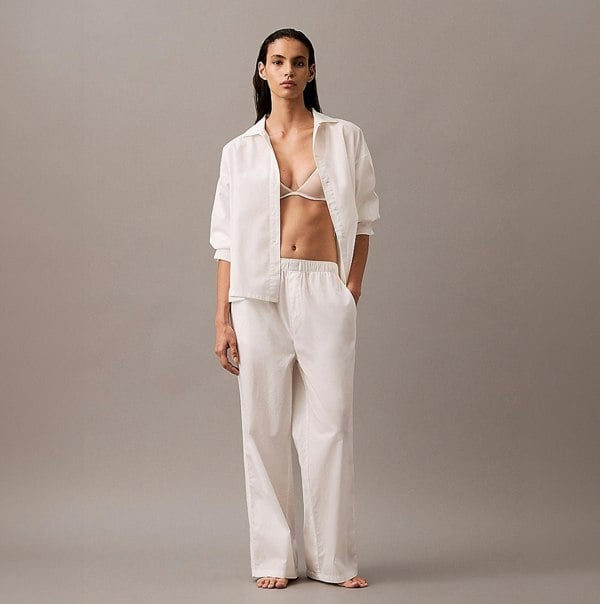 Calvin Klein COTTON POPLIN Womens Pyjama Pants White