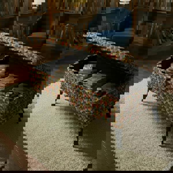 JF Geo Big Fabric footstool and seat with spacious hidden storage compartment