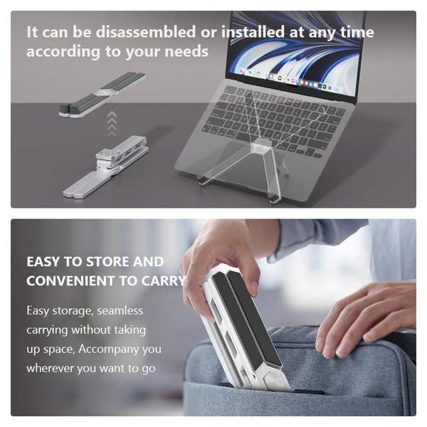 HAAY TOOLS Premium Aluminium Laptop Stand, Adjustable 360° Rotating Laptop Riser for Desk 10–18" MacBook, Dell, HP
