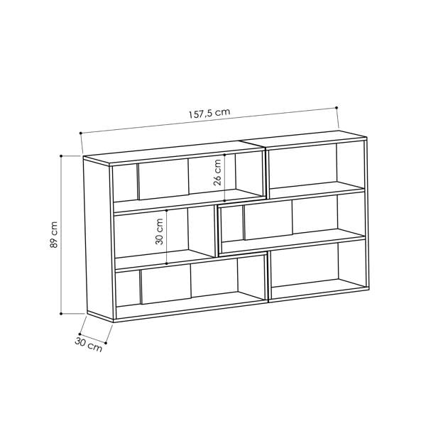 Decortie Molly Modern Corner Bookcase 3 Tier Room Divider Storage Unit Freestanding Melamine Finish 89cm