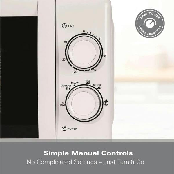 Hamilton Beach 20L Manual Microwave With Stainless Steel Cavity - White - Hamilton Beach UK