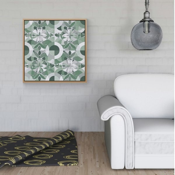 Warren Reed Geometric Pastel Green Framed Canvas