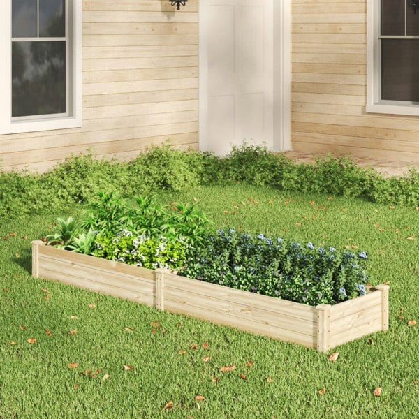 Solid Wood Raised Garden Bed with 2 Compartments Living and Home 