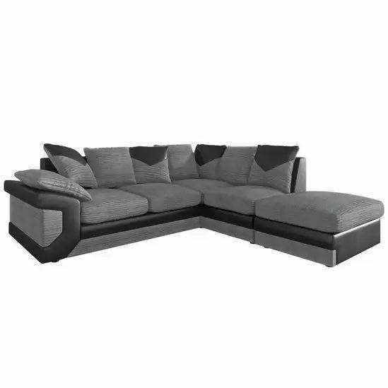 Dino Jumbo Cord Right Hand Facing Corner Sofa Black & Grey