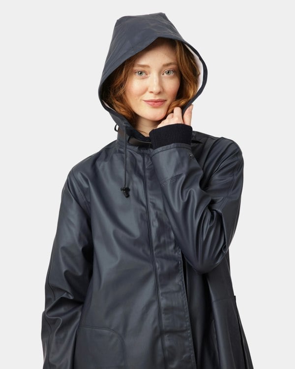 Ilse Jacobsen Rain Womens A-Line Rubberised Raincoat - Dark Indigo 660