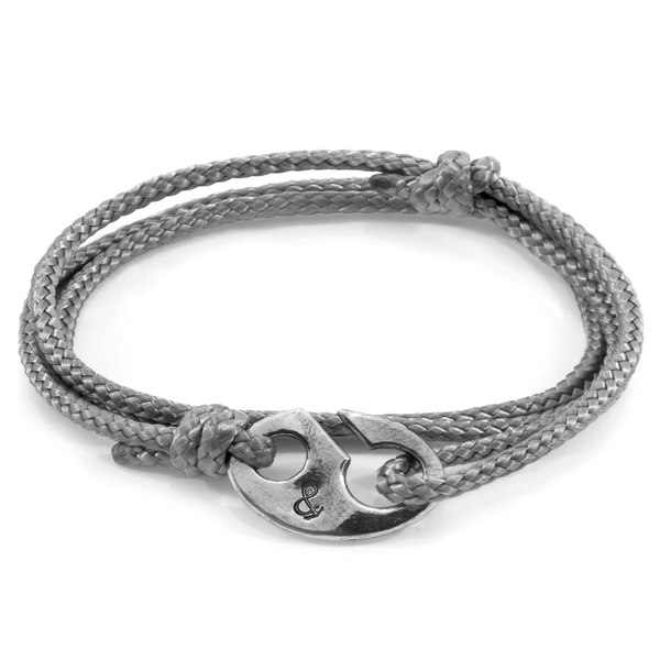 Anchor & Crew Classic Grey Windsor Silver and Rope Bracelet