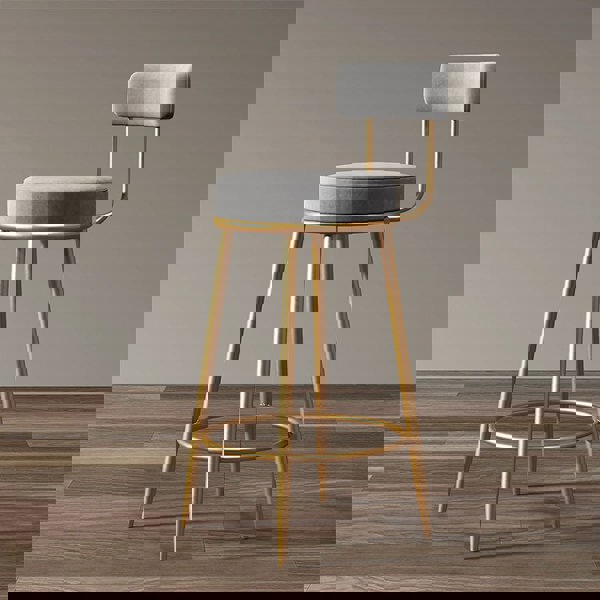 Gregary Bar Stool, Velvet, Gold Leg-Ritconcept-Rit Concept