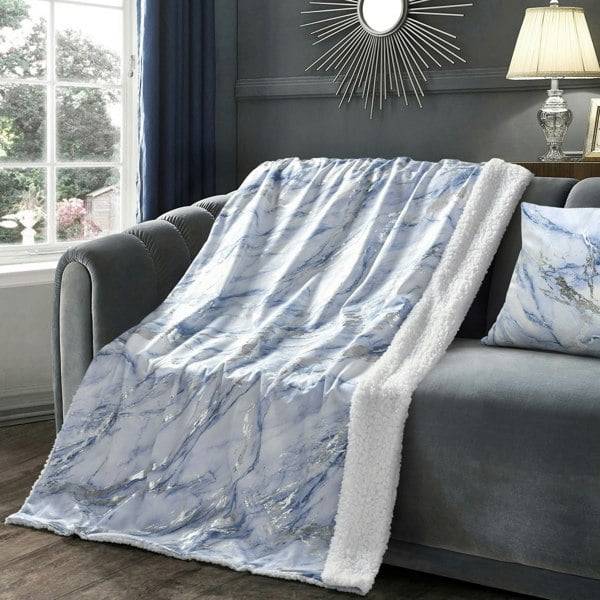Velosso Metallic Marble Sherpa Reverse Throw - 150cm x 200cm