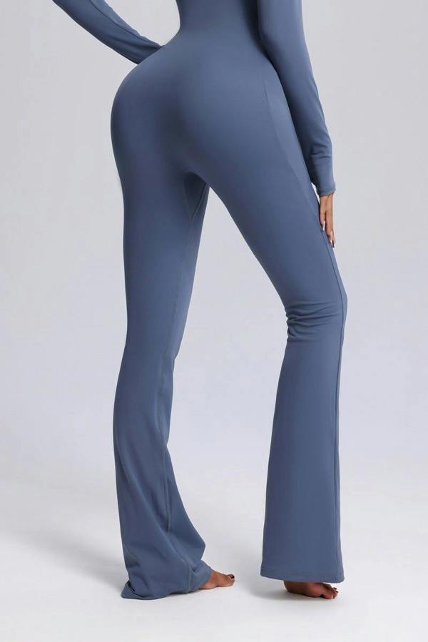 Anniou Square Neck Flared Yoga Jumpsuit