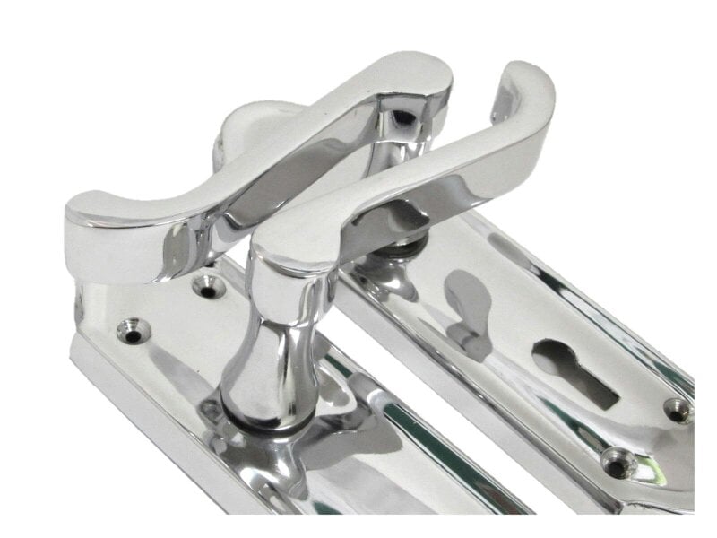 EDH Door Hardware Polished Chrome Lock Door Handles Ashford Ashworth Victorian Scroll Door 170mmx1