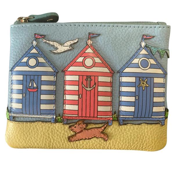 Mala Leather Sandbanks Beach Huts Dog RFID Leather Coin Purse