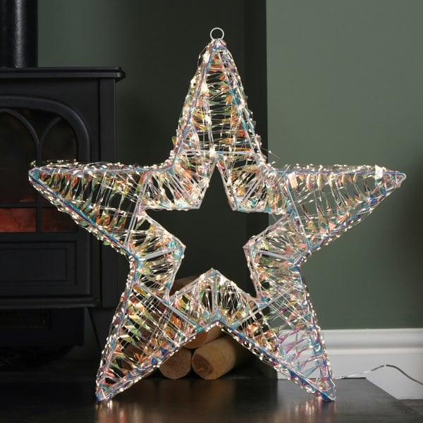 Samuel Alexander 60cm Light up Iridescent Shimmer Christmas Star with 1440 Warm White LEDs