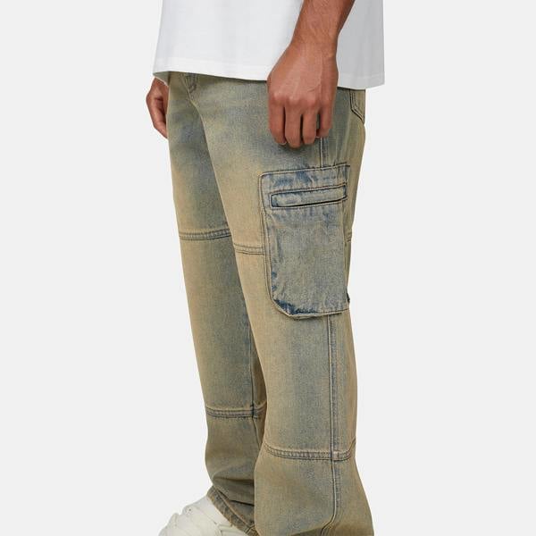 Good For Nothing  Blue Baggy Washed Cargo Denim Jeans - Blue Image 3
