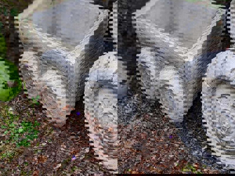 Boy on Tractor with Small Planter Trailer