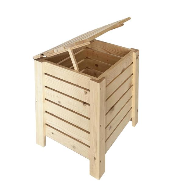 Core Products Narrow Slatted Storage Box with Lid, Pre-Sanded Pine