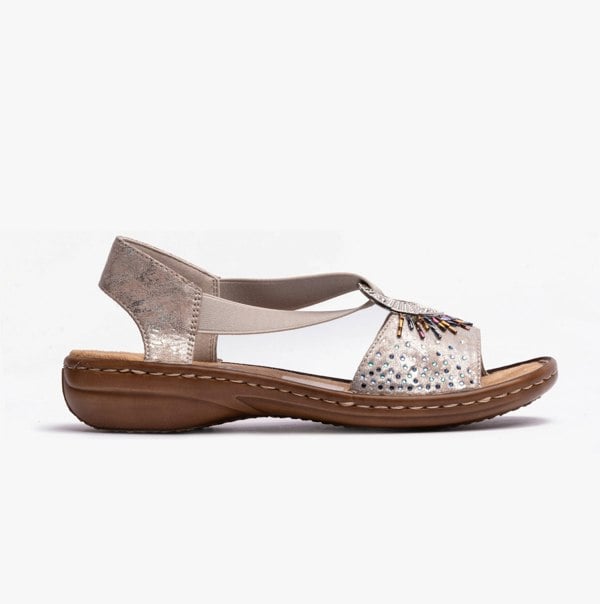 Rieker 60880-90 Womens Sandals - Metallic