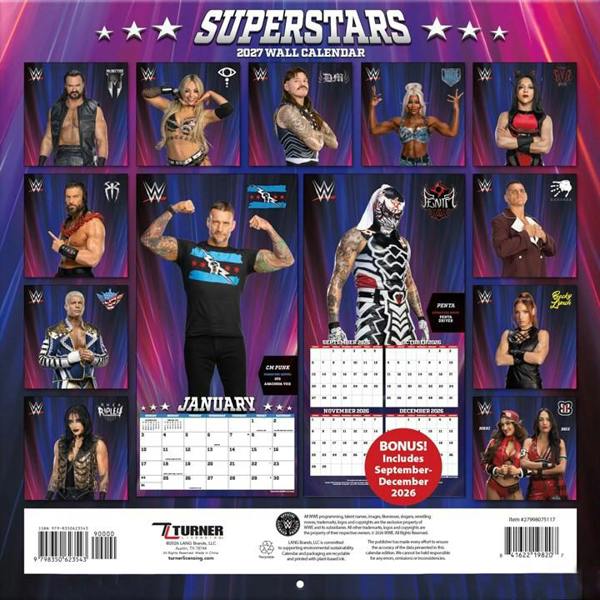 WWE Superstars Calendar 2027, Wall Calendars, Month To View, Sports, Gift
