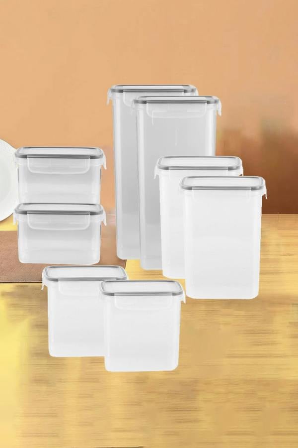 Living and Home 8/7Pcs Set Airtight Food Storage Containers Cereal Grain Organiser Box with Lids
