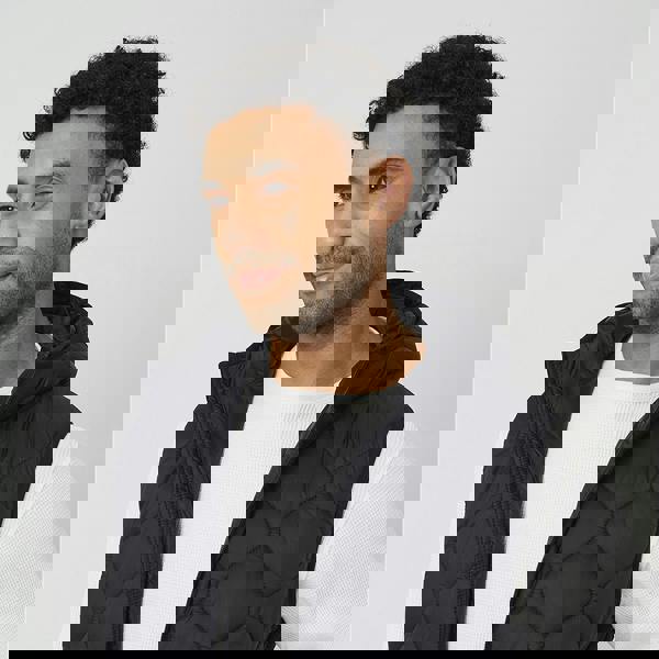 Brave Soul Black Onion Quilted Hooded Gilet - Black Image 4